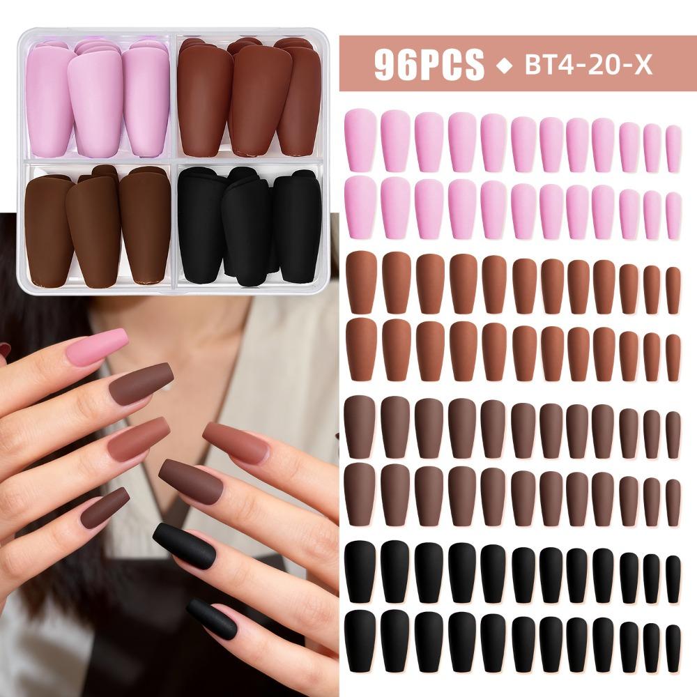 96pcs Coffin Ballet Full Cover Nail Tips Mix Color Fake Nials New Press on Nails Woman DIY Nail Art