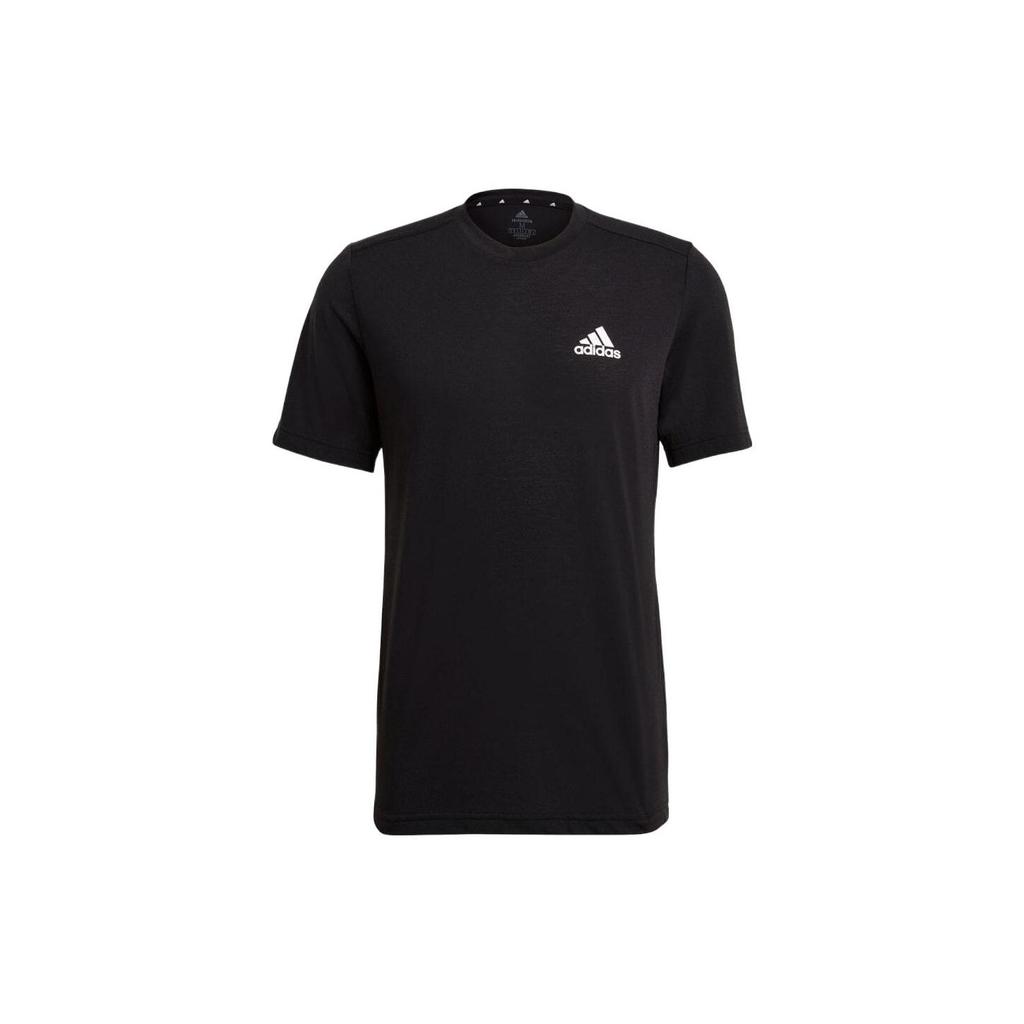 Adidas Solid Color Logo Print Casual Crew Neck Short Sleeve T-Shirt Men Tops Black GT5545
