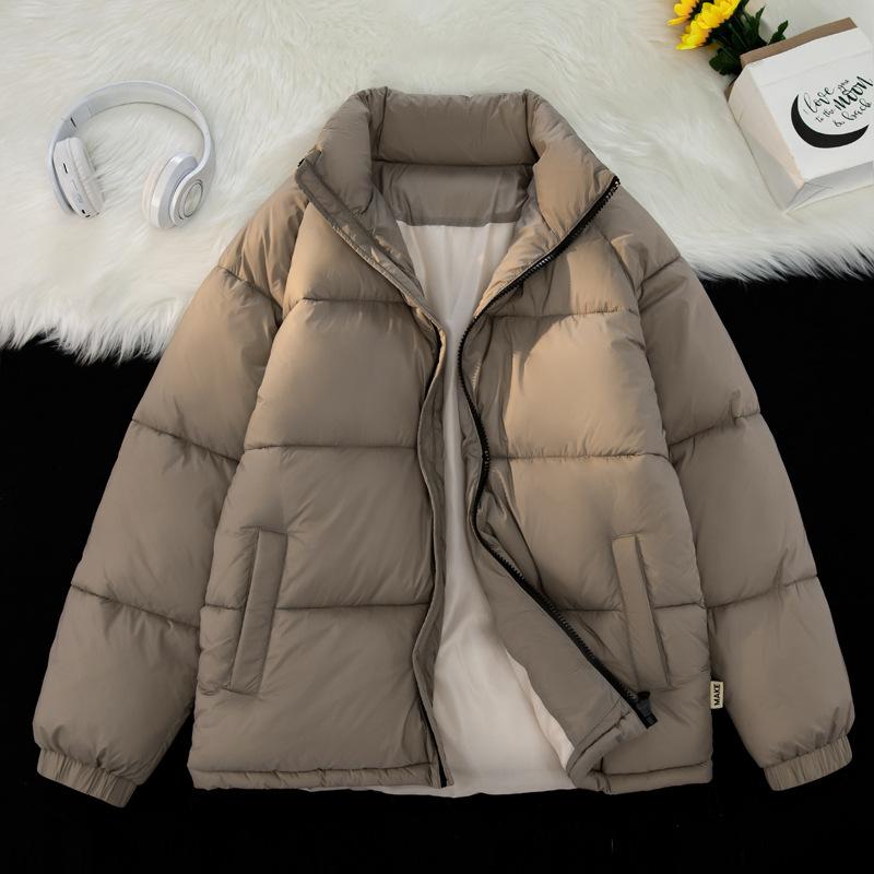Autumn and Winter Men's New Men's Jackets Loose Casual Warm Cotton Coats Men's Youth Tops Simple Stand-up Collar Bread Coat