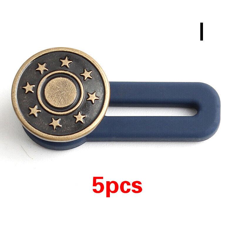 5 pezzi Allarga Pantaloni Jeans Estensore Vita Bottone Metallo Retrattile Artigianato Fai da Te UK