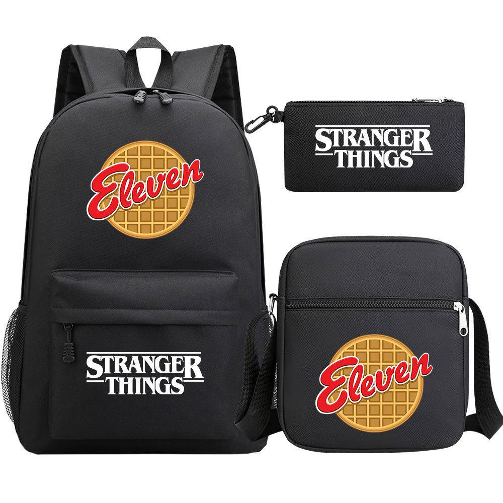 Stranger Things Star Printing Teen Student School Bag Three-Piece Men'S And Women'S Backpack