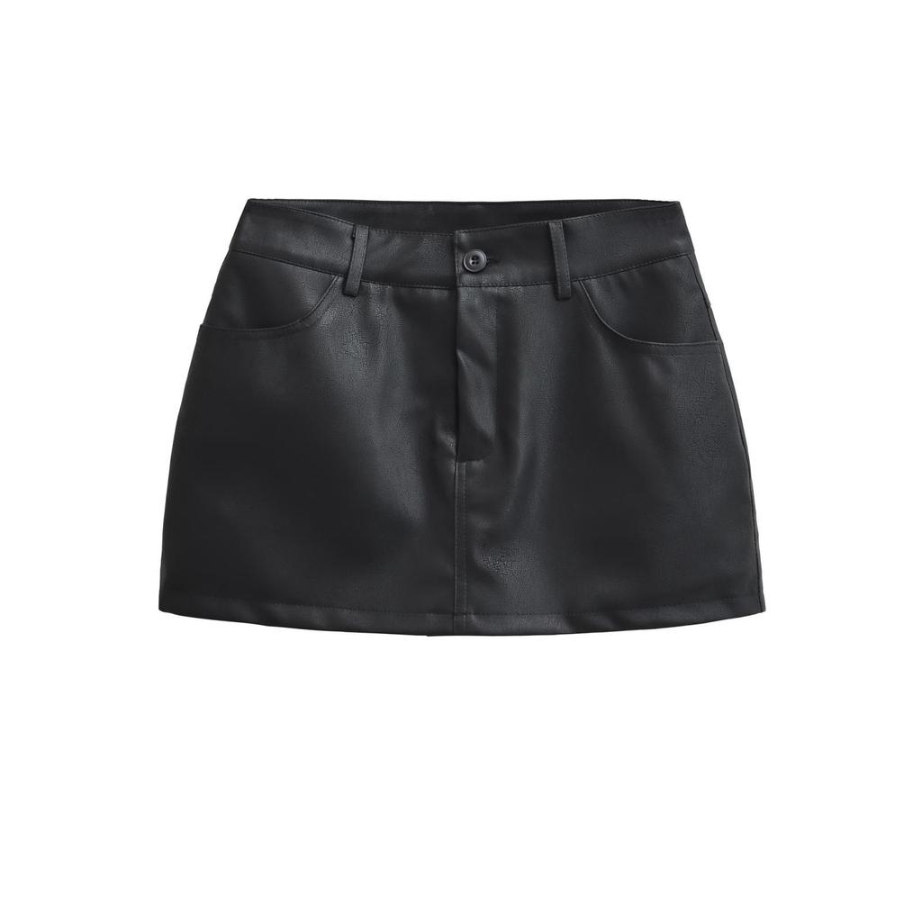 2025 High-Waist Anti-Exposure PU A-Line Skirt with Underpants - Sexy Autumn/Winter Hip-Hugging Skirt