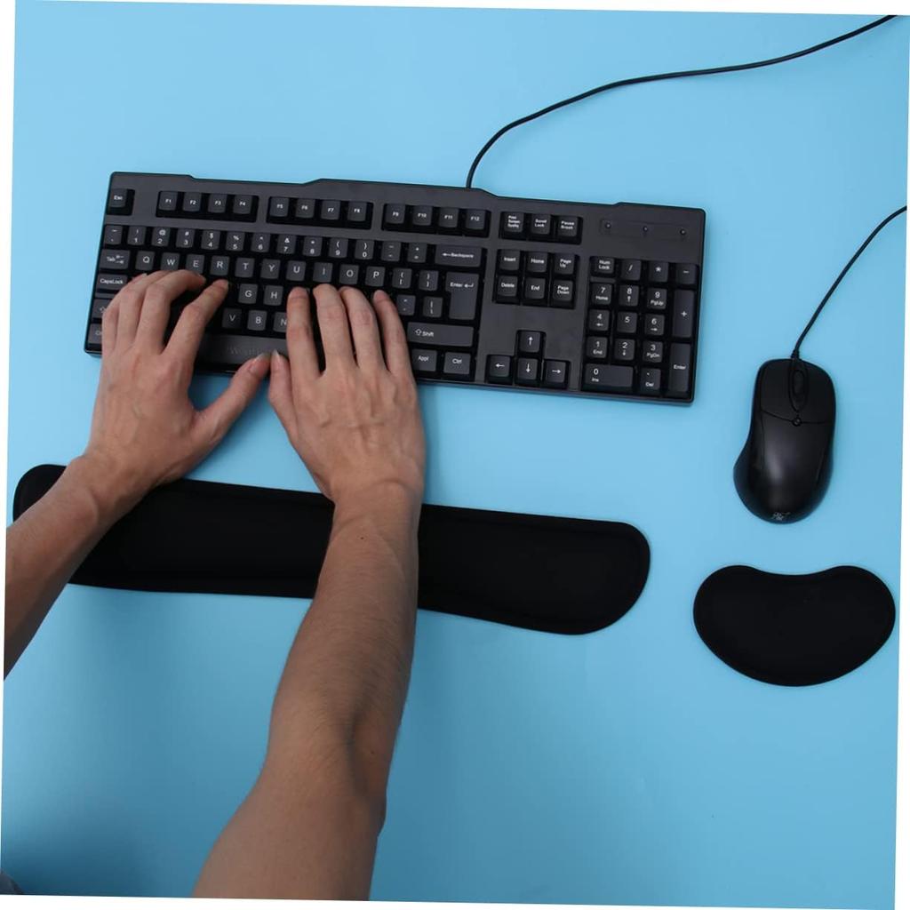 Ergonomic Wrist Rest Pad Mouse Pad Set 2 Pack Memory Foam Comfortable Keyboard Mouse Support Non-Slip Bottom