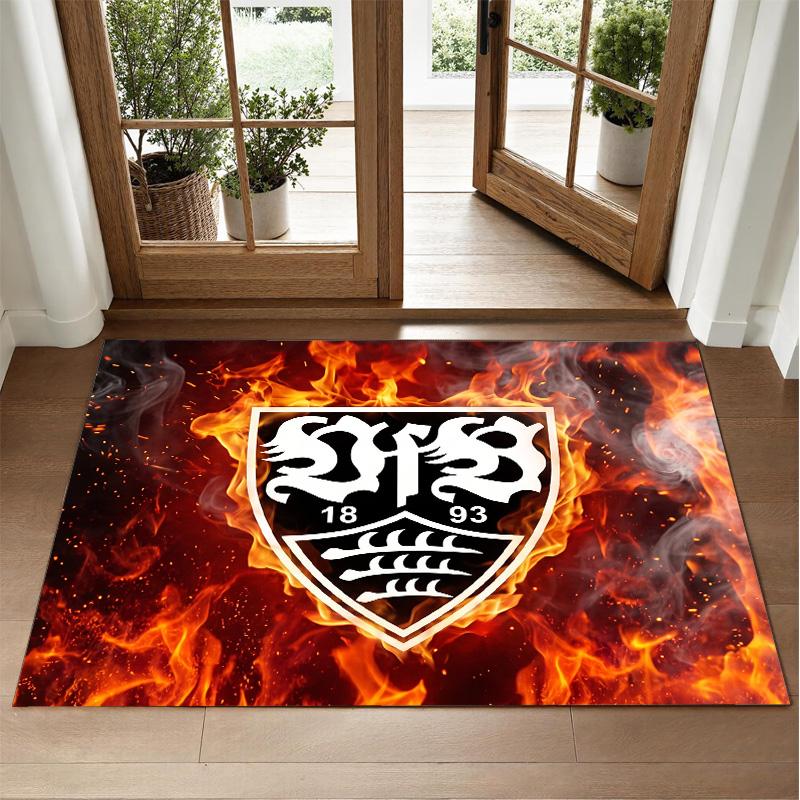 VfB Stuttgart Football Design Crystal Velvet Rug Soft Decorative Mat for Bedroom Entrance