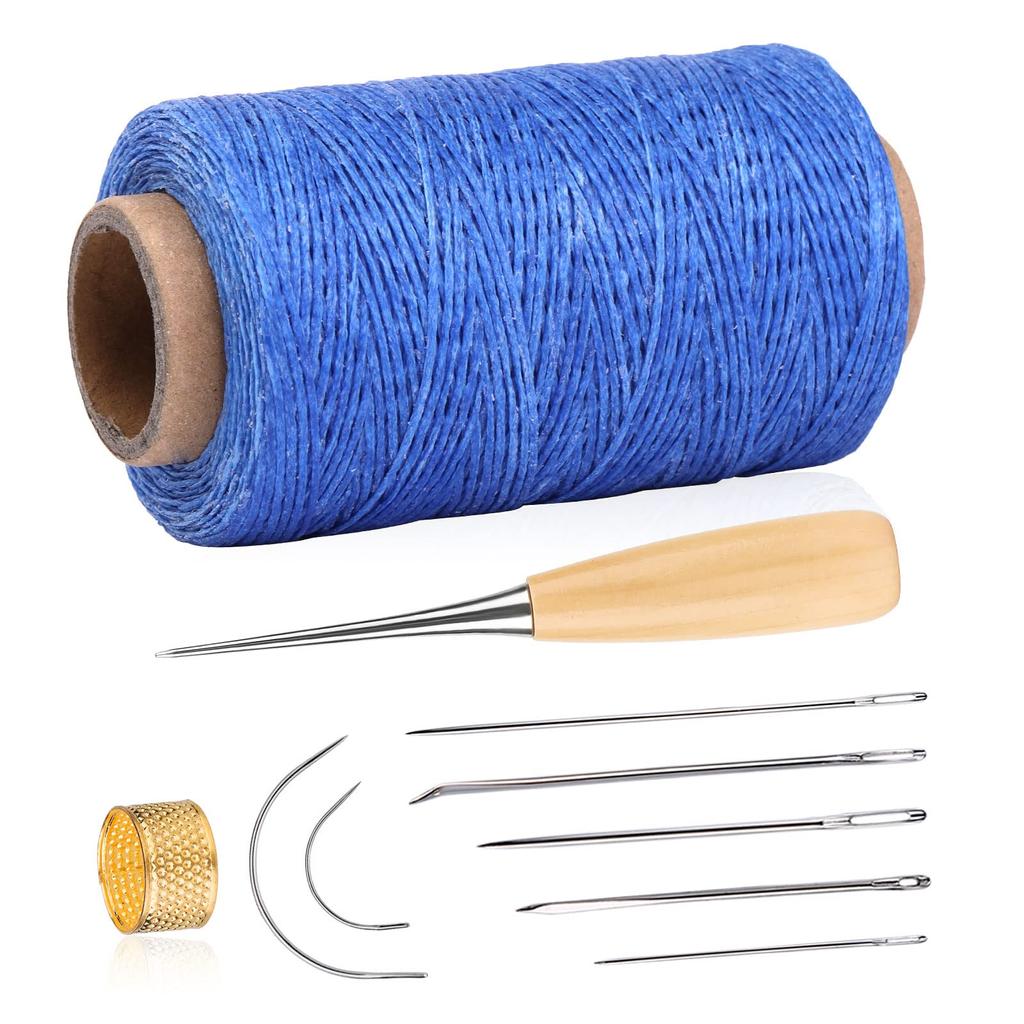 Fenrry 273 Yards Leather Waxed Thread Sewing Kit  Awl Thimble Leather Sewing Upholstery Repair Kit for Leather Carpet Sofa Seat
