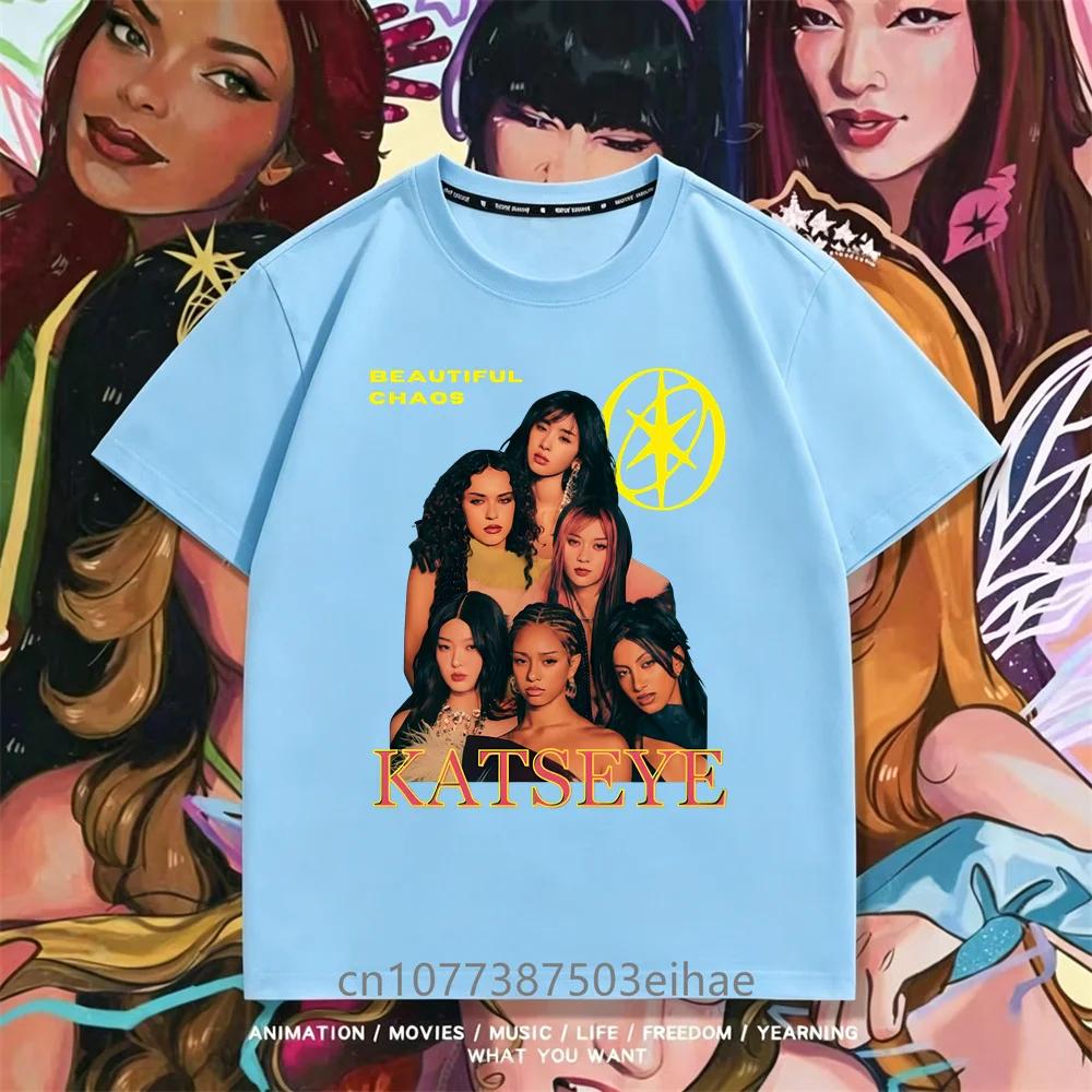 Katseye Kpop T Shirt Unisex Short Sleeve Top Boys Girls Megan Daniella Manon Lara Sofia Yunchae Idol Fan Collect Daily Clothes