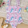 2026 European Girls' Printed One-Piece Swimsuit for Toddlers