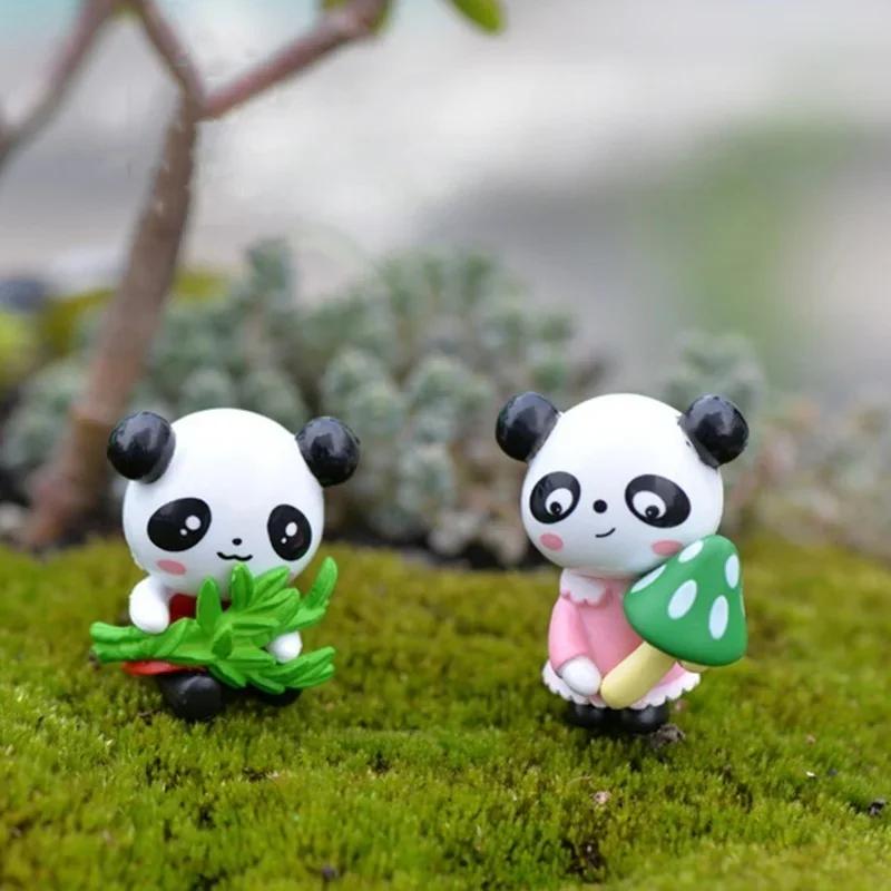 4PCS Panda Cubs Small Ornaments Resin Craft Ornaments Handmade Trendy Toys Car Mounted Cute Dolls Car Decoration Ornaments