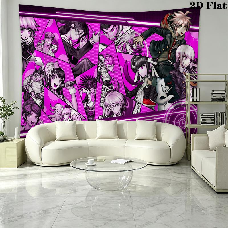 Dangan Ronpa Wall Tapestry Aesthetic Wall Hanging Printed Fabric Blanket Decorative Tapestries for Bedroom Living Room Home Decor