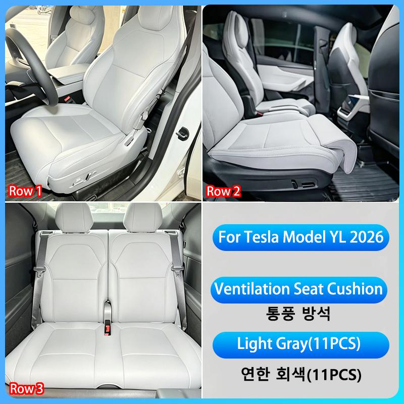 Pro Tesla Model YL 2026 Větraný Kožený Potah Sedadla Polštář Odolný proti Opotřebení Prodyšný Pohodlný Potah Sedadla Interiérový Doplněk