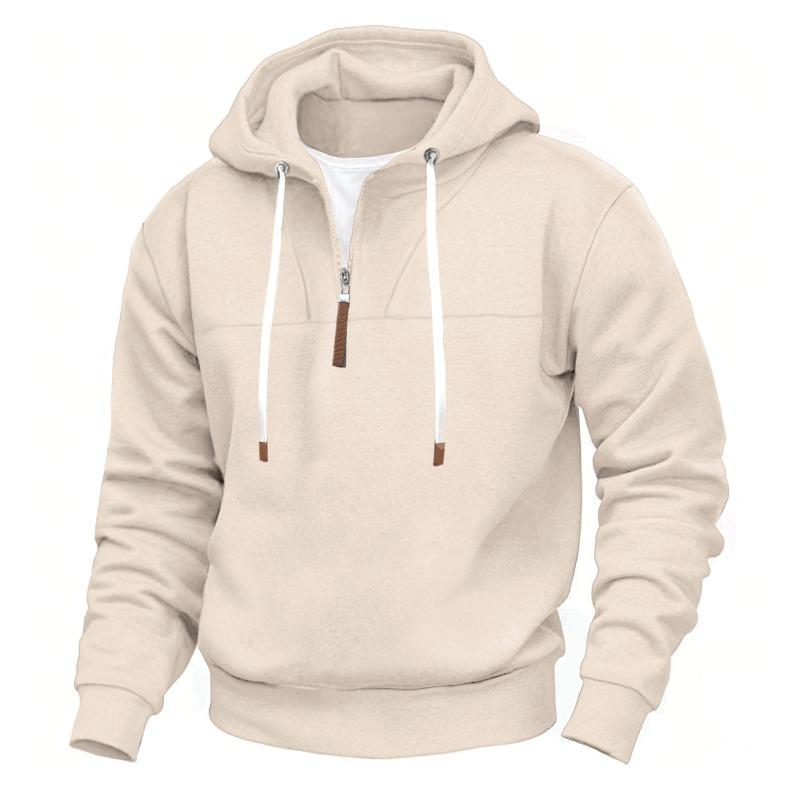 Mens Half Zip Fleece Hoodie Loose Fit Plus Size Casual Sweatshirt