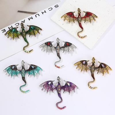 Vintage Enamel Dragon Brooch – Unisex Versatile Accessory Pin for Suit Coats