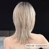 Women Synthetic Shoulder Length Wavy Wigs Stylish Natural Golden Brown Hair with Bangs for Daily Party Costume Heat Resistant Fibre