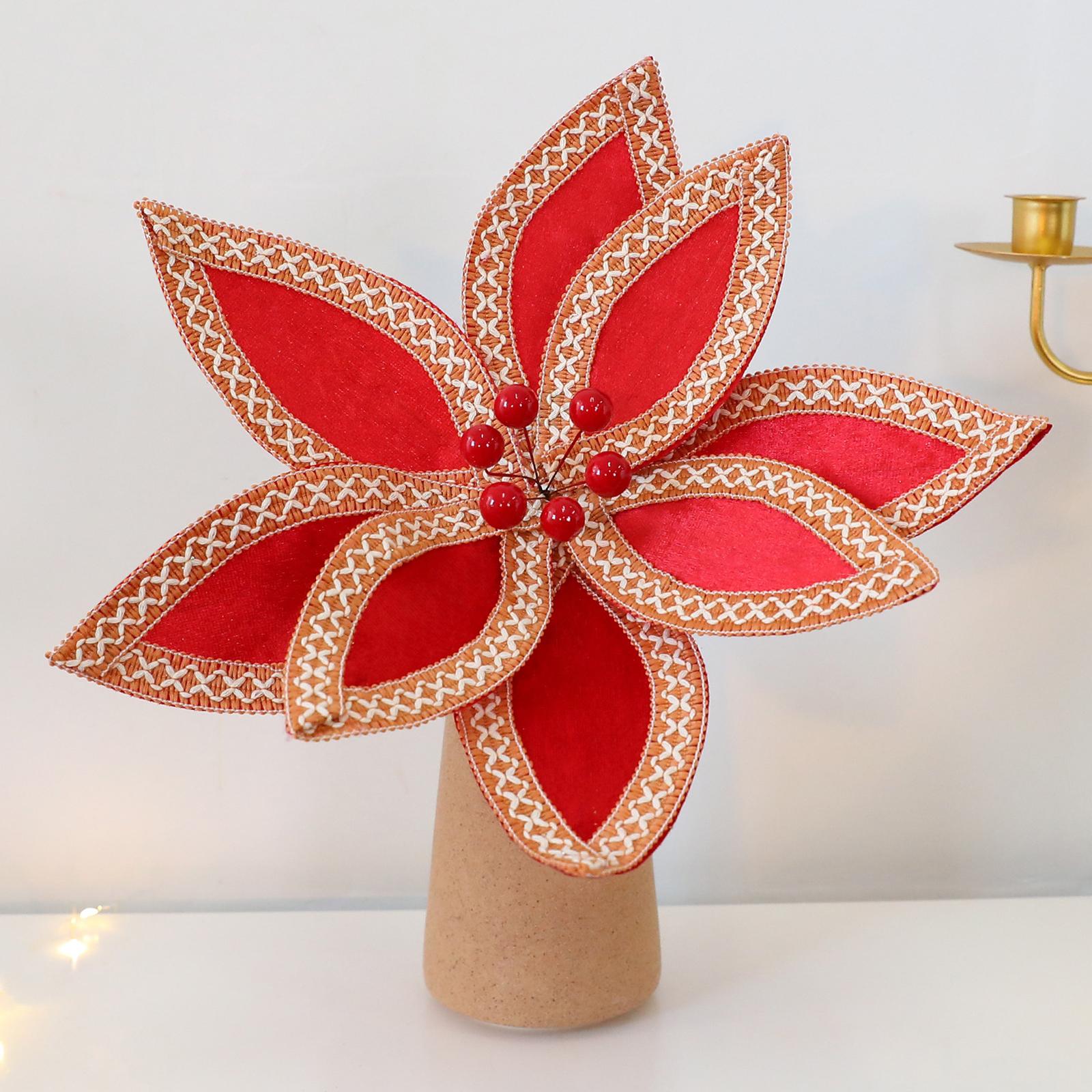 

Фланелевые Рождественские Цветы Черенки DIY Рождественские Украшения Аксессуары для Рождественской Елки Искусственные Цветы One Size красный