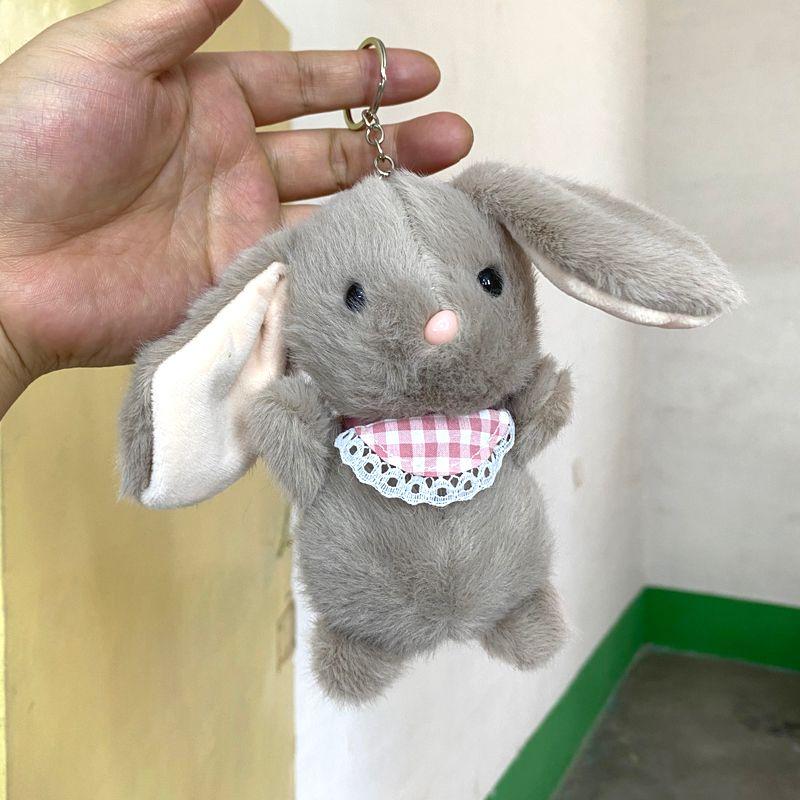 

Cute Bib Rabbit Plush Doll for Girlfriend Pendant Finished Little Doll Pendant Grey(13cm scarf rabbit) About 13cm