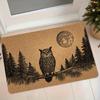 1pc Flannel Mat Owl Forest Vintage Pattern Entrance Door Mat Bedroom Bathroom Non-Slip Water-Absorbing Home Decor Foot Mat