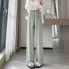 2026 Women's High-Waisted Ice Silk Wide-Leg Pants - Slimming, Cool, Loose, Floor-Length, Casual