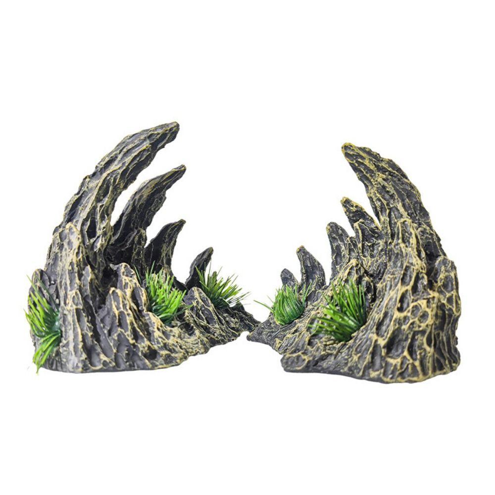 2pcs/set Resin Dragon Bone Landscaping Stones Lifelike Fish Hiding Cave Shelter  Fish Tank