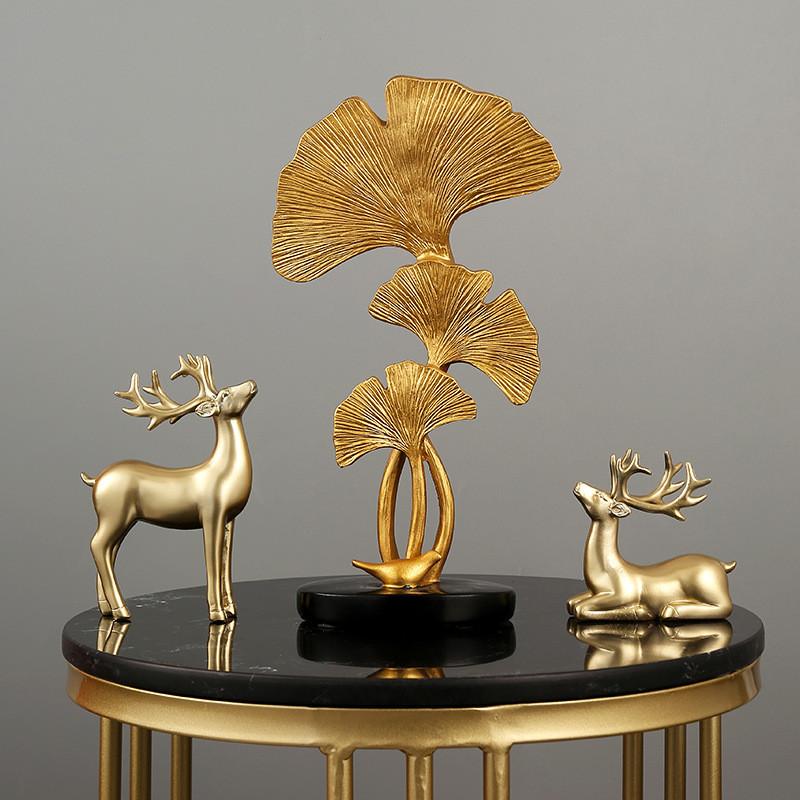 Elegant Resin Ginkgo Leaf Ornament For Home Office Entryway Tabletop Decoration