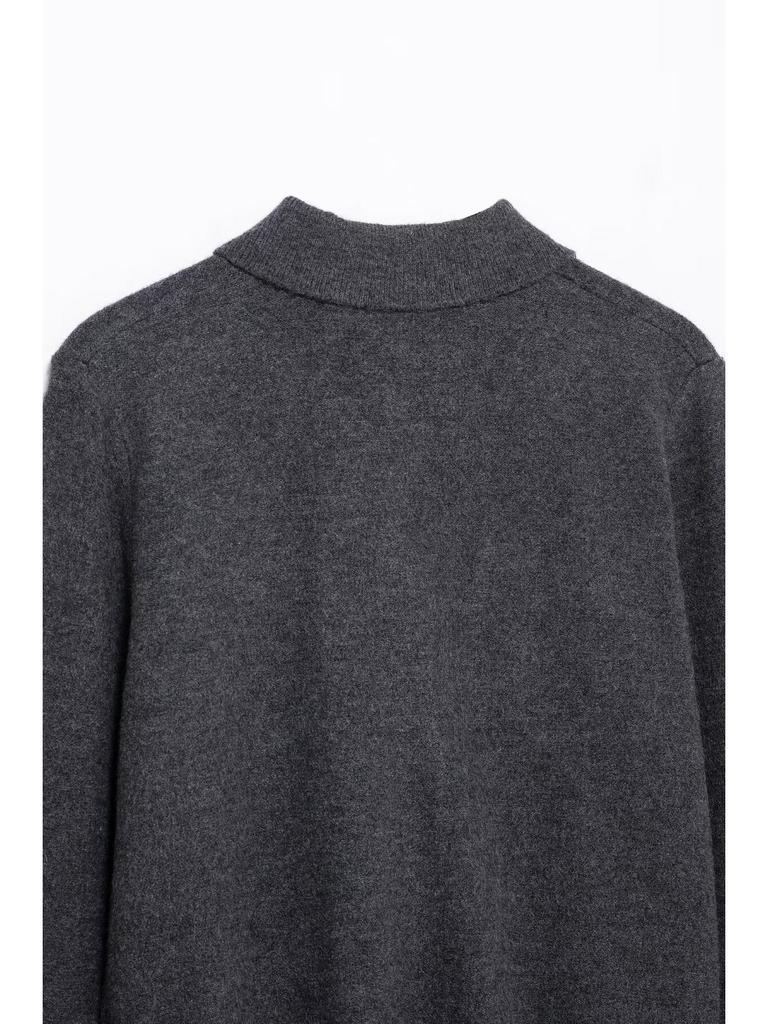 Women's Spring Polo Collar Single-Breasted Knit Cardigan Coat with Pockets