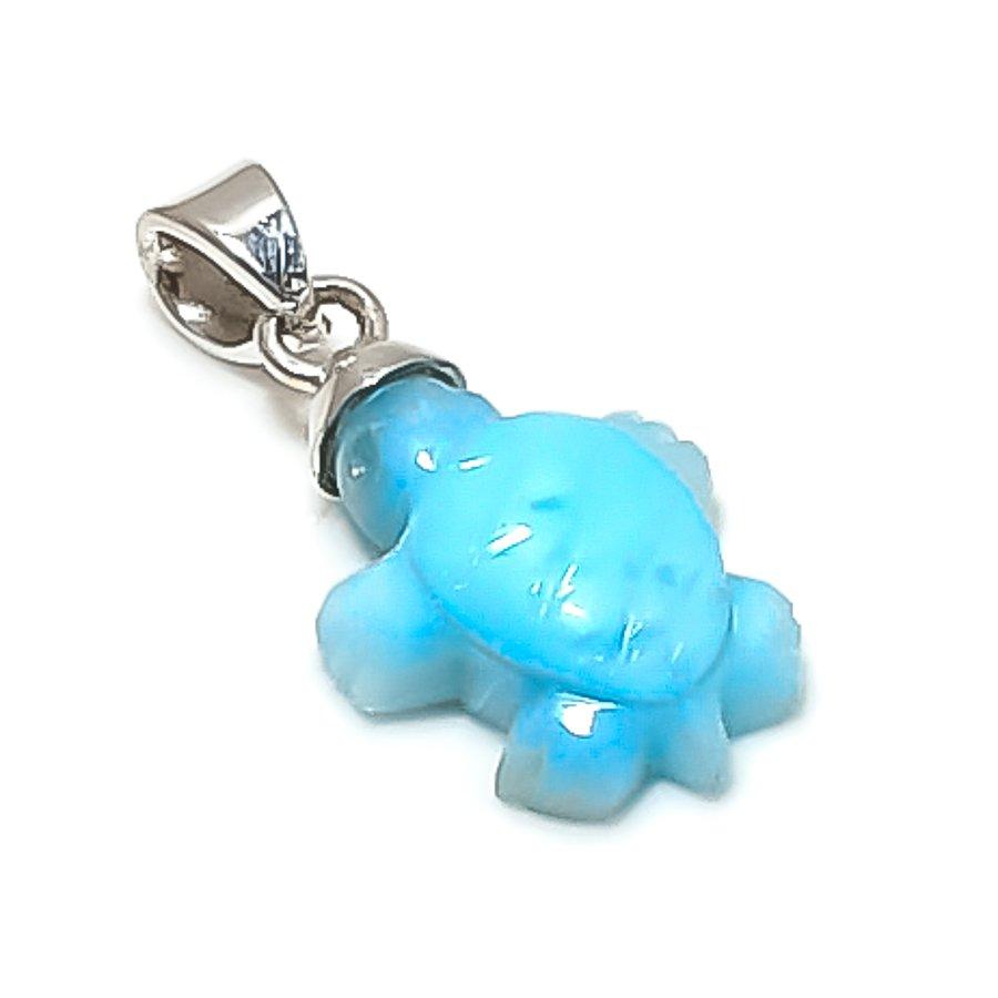

Natural Larimar Gemstone Handmade 925 Sterling Silver Jewelry Pendant 1.06 S7v86