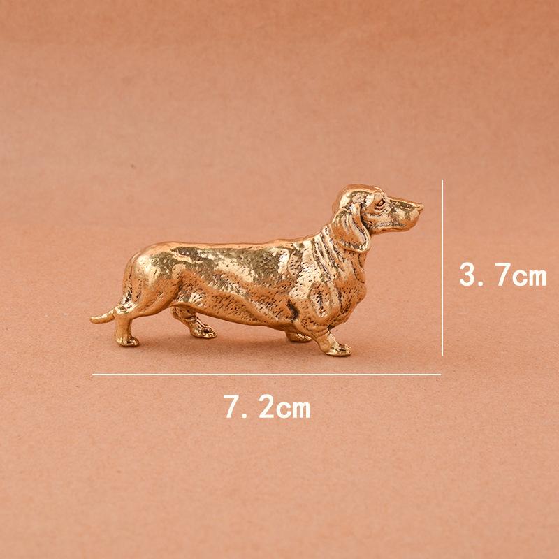 Brass Sausage Dog Ornament Home Office Desktop Small Ornaments Tea Pet Zodiac Dog Brass Crafts