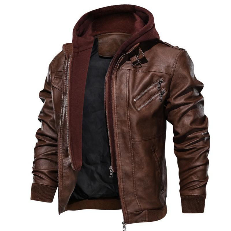 European Fit Men's PU Leather Motorcycle Jacket, Autumn Fashion Zipper Coat 2026