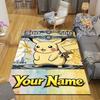 Custom 1Pc Custom Pikachu Card Template Flannel Personalized Rug Non Slip Floor Mat Soft Carpet for Living Bedroom Office Home Decor Gift