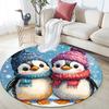 Penguin Round Area Rug,Carpet Rug for Living Room Bedroom Sofa Playroom Decor,Non-slip Floor Mat