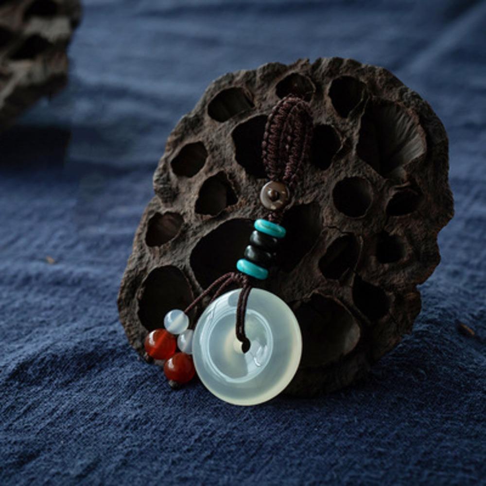 Bag Hanging Lucky Stone Pendant Beads Car Keyring Creative Phone Chain Lanyard  Key Decoration