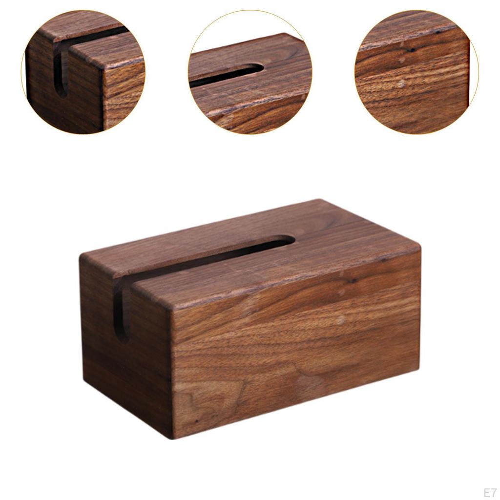 Facial Tissue Case Napkin Dispenser Wooden Ornament Paper Storage Box Holder
