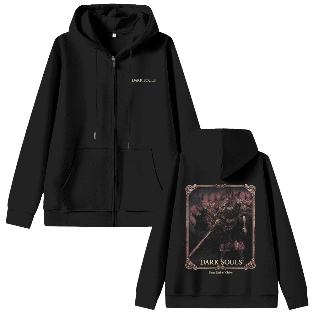 Game Dark Souls Zipper Hoodie Men Women 90s Retro Gothic Rock Zip Up Jacket Coat Male Punk Oversized Hoodies S