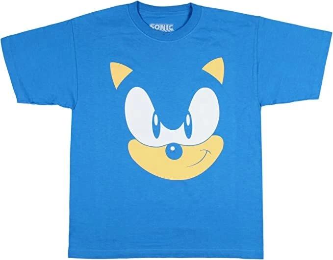 Sonic The Hedgehog Movie Boys Speedster Big Face Graphic Print Tee Shirt New 110