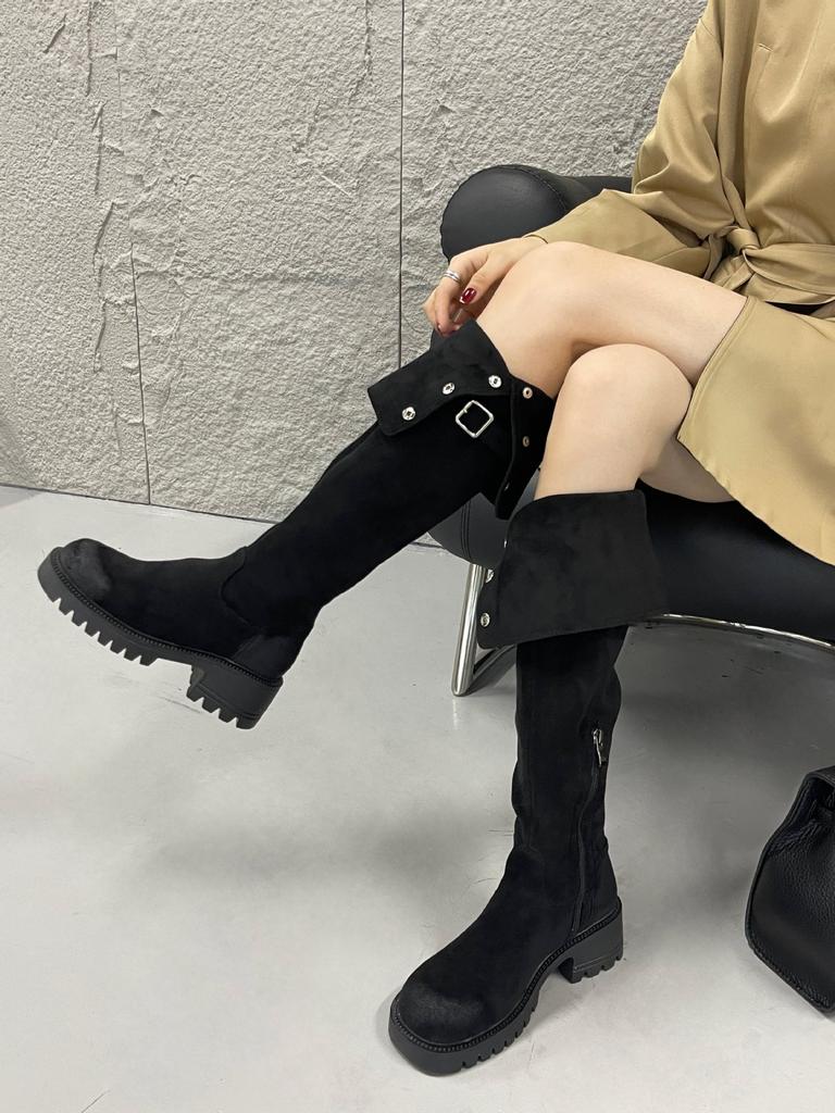 High-heeled khaki long tube over the knee boots women's shoes 2025 new autumn and winter suede thin tall knight boots