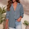 2026 Elegant Women Vertical Striped Pattern Loose Long Sleeve Shirt Spring Office Casual Blouse Autumn Fashion Simple New Vacation Tops