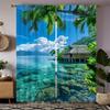 Sea-view Room Printed Curtains, Pole Bag Curtains, Christmas Decorations, Daily Home Decorations, Room Decorations