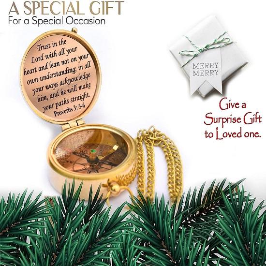 Kompass mit eingraviertem Sprichwortzitat und Holzbox, Geschenk zum Schulabschluss, Kompass für Frauen, Männer und Jungen