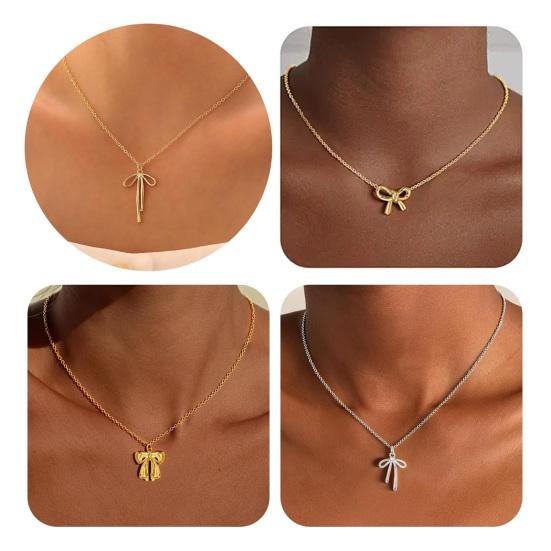 Bow Pendant Necklace Women Bowknot Necklace Girls Cute Bow Charm Necklace Birthday Anniversary Gift for Friend Her