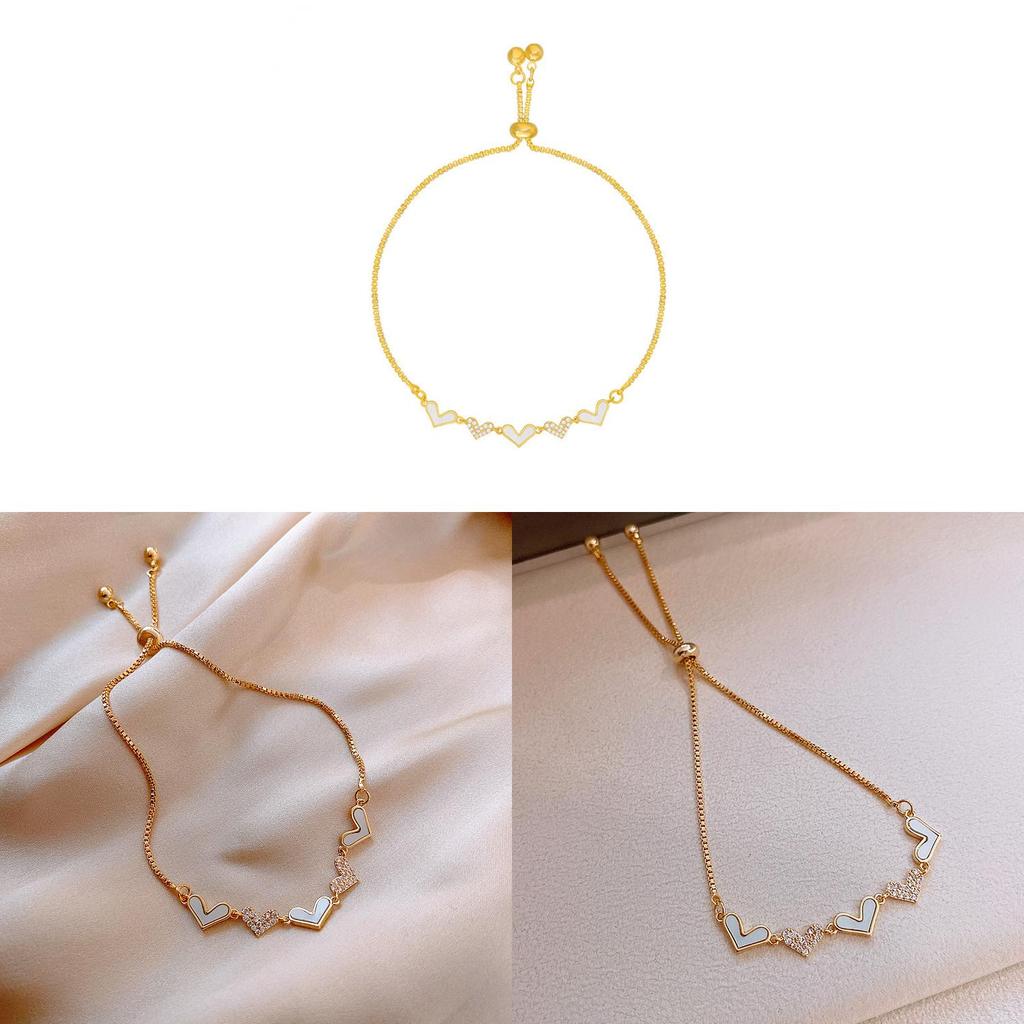 Koreanischer Stil Herz-Charms-Armband mit Zirkon-Verzierung für stilvolle Frauen