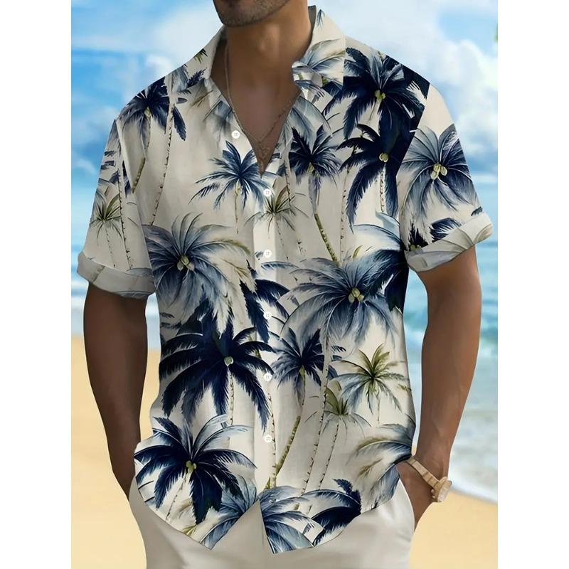 Hawaiian Men's Short Sleeve Shirt Summer Seaside Resort Men's Casual Shirt Beach Party Short Sleeve Shirt Marine Animal Print