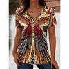 Women's T Shirt Print Graphic Geometric Paisley Bohemia Vintage Stylish Short Sleeve V Neck Regular Tops