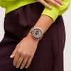 SWATCH Essentials Series Quartz Movement 30 Meters Waterproof Unisex Swiss Watch 47mm Pink Dial Stainless Steel Case Rubber Strap SB07S119