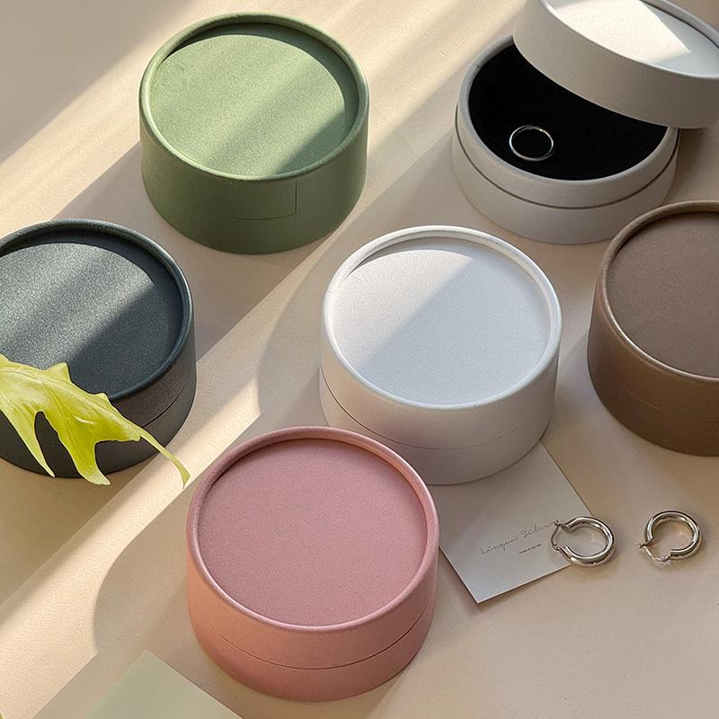 Round Jewelry Storage Box Slotted Earrings Holder Portable Paper Organizer for Bedroom Vanity Trip Small Gift for Girls