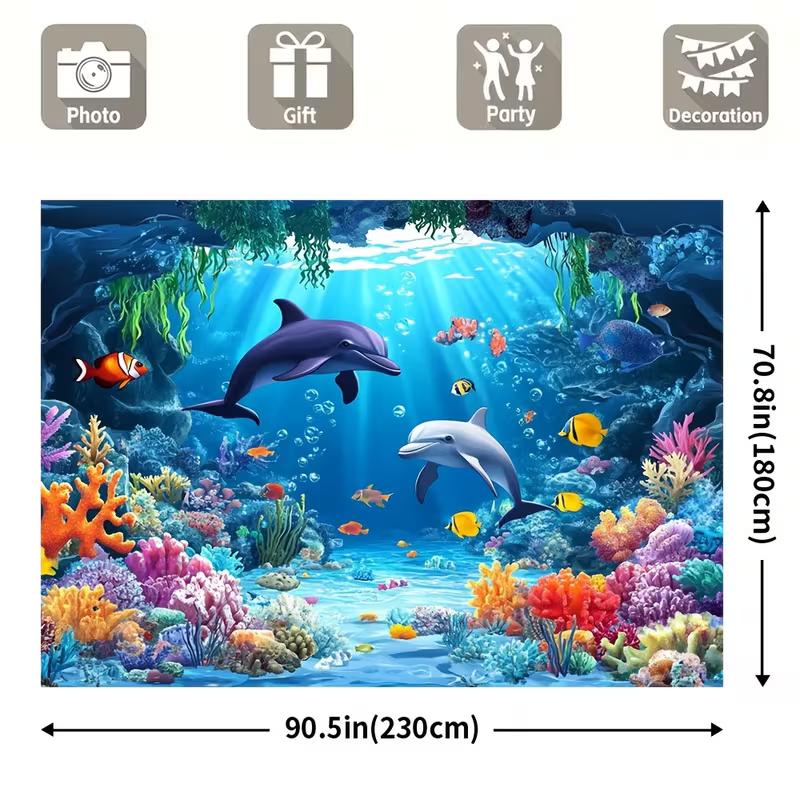 Underwater Dolphin Tapestry Colorful Coral & Fish Bedroom Decor