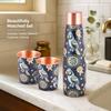 Artistic Copper Bottle & Glass Gift Set with Blue Mandala Print – 900ml Bottle + 2 x 250ml Glasses | Handcrafted Heavy-Gauge Pure Copper Wellness Gift