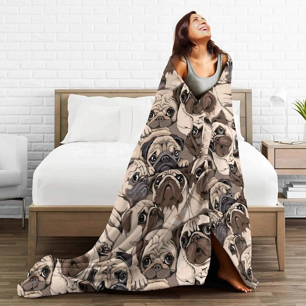 Funny Puppy Dog Throw Blanket Super Soft Micro Flannel Fleece Bed Blankets Plush Lightweight Fluffy Throws Home Decorative