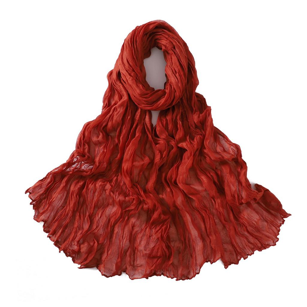 Autumn New Crumpled Scarf For Women Girls Students Solid Color Cotton Voile Thin Scarves Soft Knitting Shawl Female Wrap Shawls