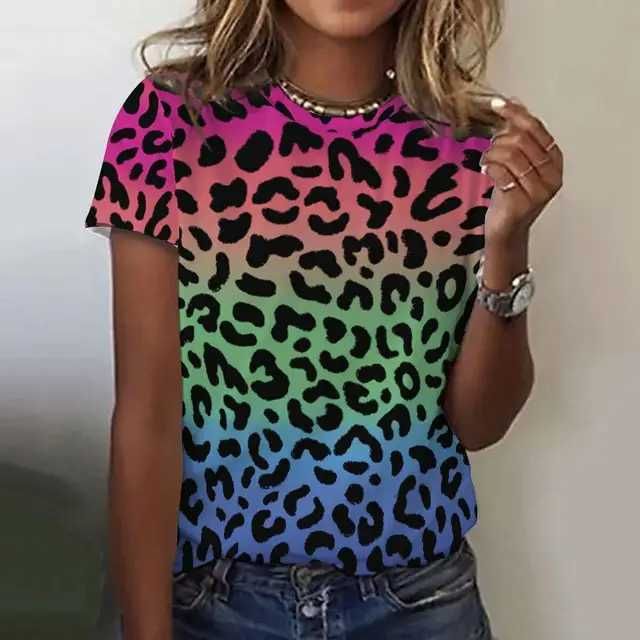 Sexy and Fashionable Leopard Print Casual Short Sleeved Street Women's T-shirts