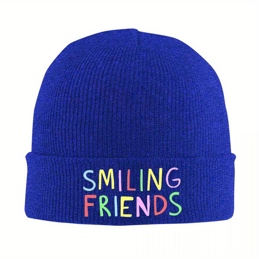 Smiling Friends Logo Knit Hat Beanie Winter Hat Warm Hip Hop Caps Unisex Women
