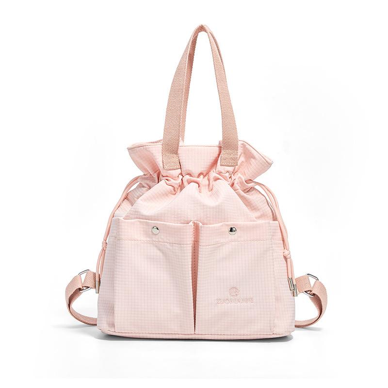 

Клетчатая сумка с вышивкой букв, женский рюкзак на шнурке большой вместимости розовый